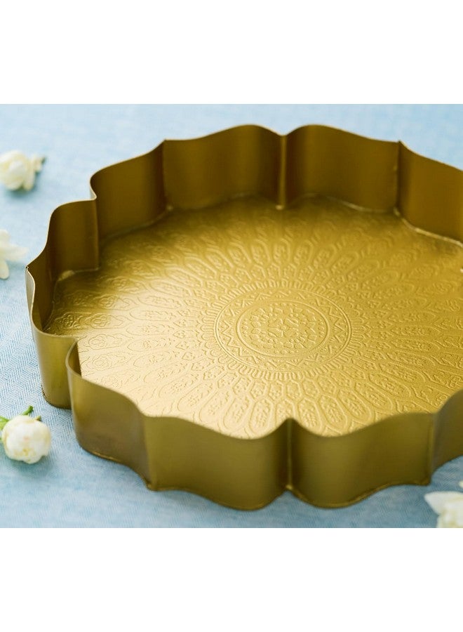 Divine Quest Divine Quest Urli Bowl Set for Decoration Indian - 9 Inch | Lotus Urli Bowl for Diwali Diya, Indian Decorations for Home | Brass Finish Urli for Floating Candles, Flowers. - Image 4