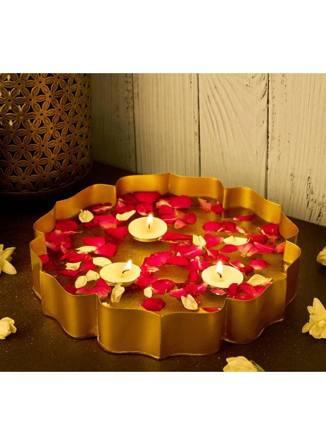 Divine Quest Divine Quest Urli Bowl Set for Decoration Indian - 9 Inch | Lotus Urli Bowl for Diwali Diya, Indian Decorations for Home | Brass Finish Urli for Floating Candles, Flowers. - Image 2
