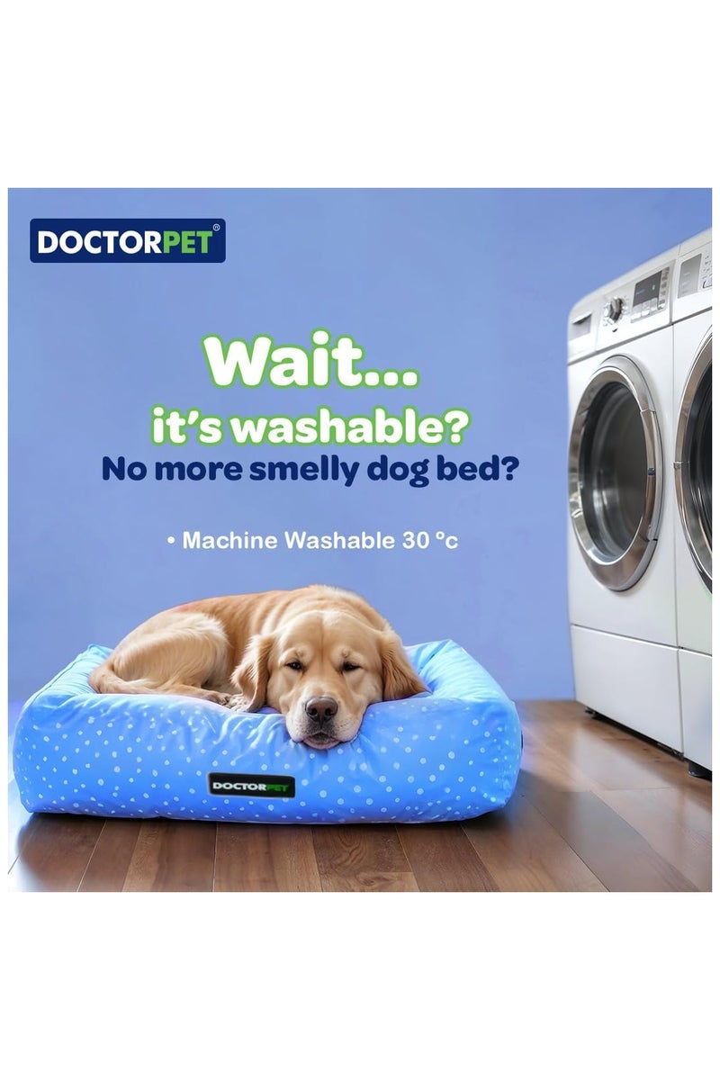DOCTERPET Doctor Pet Makaron Series Rectangle Pet Bed Large - 95x75x22cm - Soft Washable Fabric, Reversible Cushion, Non-Slip Base - Ideal for Large Cats & Dogs - Image 4