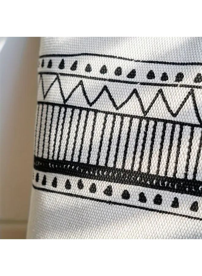 Modern Geometric Black White Printed Tassel Pillow Cover 17 72x17 72 Inch Washable Zippered - Image 4