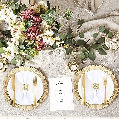 Mifoci 50 Pcs Champagne Gold Charger Plates Bulk 13 Inch Plastic Round Chargers Fluted Edge Dinner Plate Wedding Decoration for Table Setting Wedding Party Event Tabletop - Image 5
