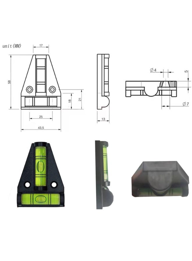 هيدفانا 4 قطع مستوى فقاعة التسوية، مستوى تعليق الصور، أدوات تسوية أفقية ذات اتجاهين متقاطعة - Image 3