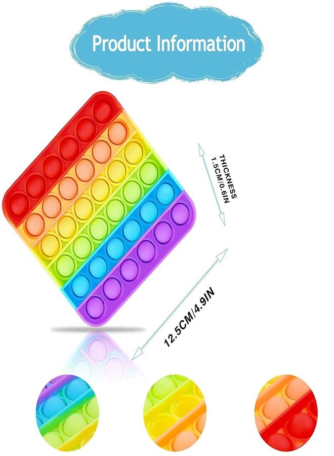SELLMONK Pop It Fidget Toys, Push Pop Bubble Fidget Sensory Toy, Autism Special Needs Silicone Stress Relief Toy (Square Rainbow, Multi). - Image 3