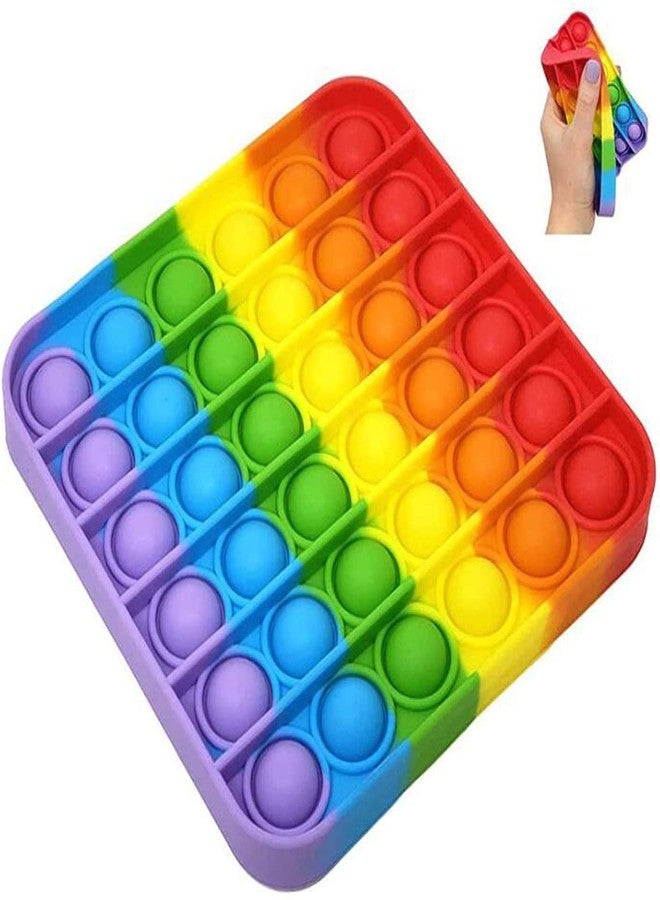 SELLMONK Pop It Fidget Toys, Push Pop Bubble Fidget Sensory Toy, Autism Special Needs Silicone Stress Relief Toy (Square Rainbow, Multi). - Image 2
