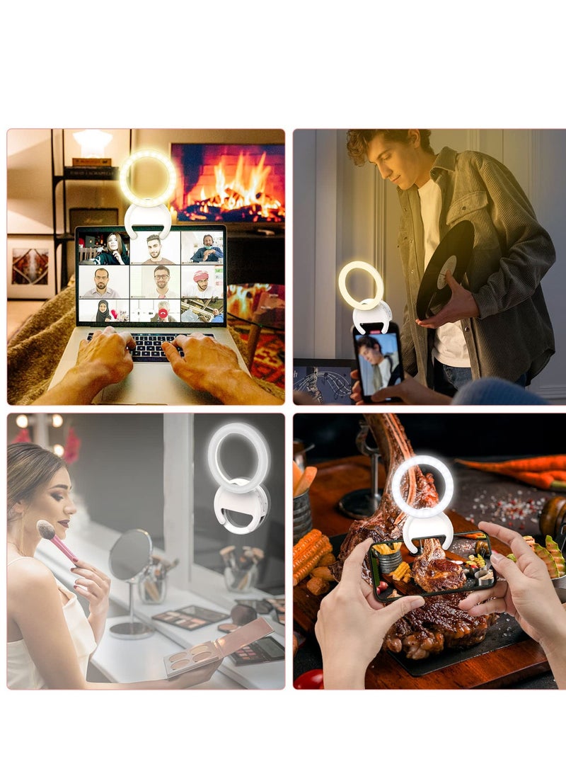 Excefore - Selfie Ring Light, Clip-on Selfie Ring Light for Phone, Rechargeable Portable Travel Clip On Light, for Laptop iPhone iMac Monitor, for  Make Up, Video Recording, Phone Photography, Conference - Image 1