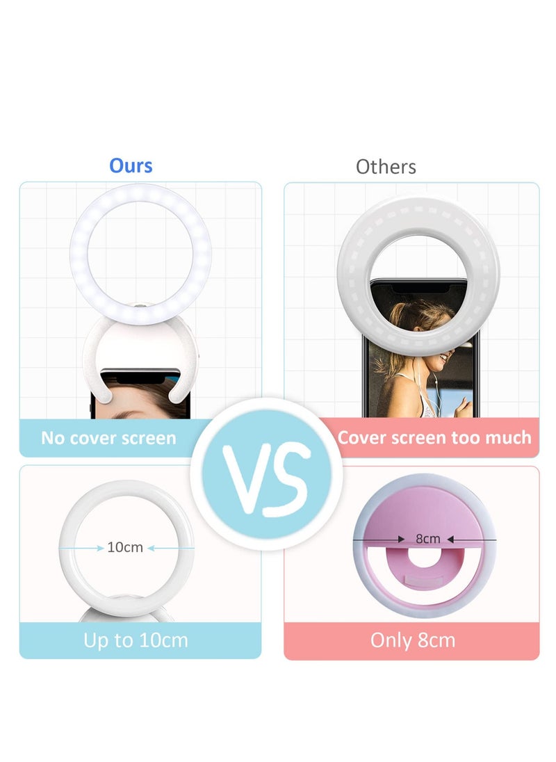 Excefore - Selfie Ring Light, Clip-on Selfie Ring Light for Phone, Rechargeable Portable Travel Clip On Light, for Laptop iPhone iMac Monitor, for  Make Up, Video Recording, Phone Photography, Conference - Image 1