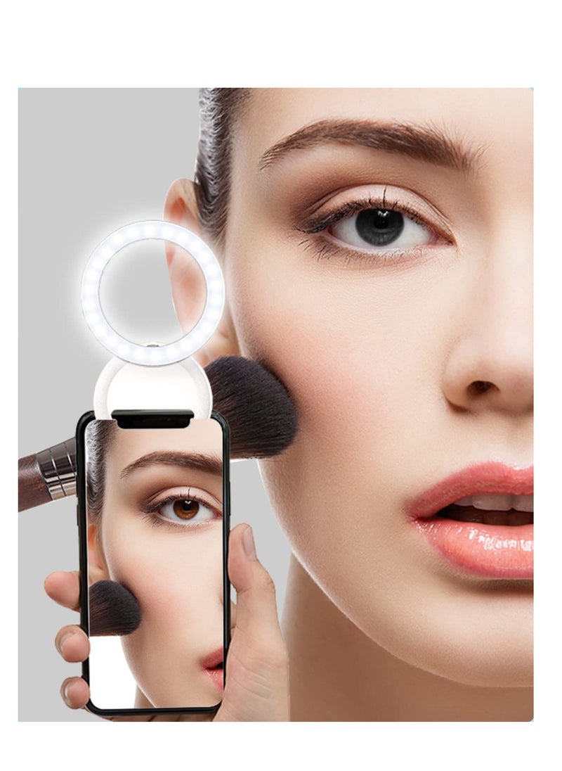 Excefore - Selfie Ring Light, Clip-on Selfie Ring Light for Phone, Rechargeable Portable Travel Clip On Light, for Laptop iPhone iMac Monitor, for  Make Up, Video Recording, Phone Photography, Conference - Image 1