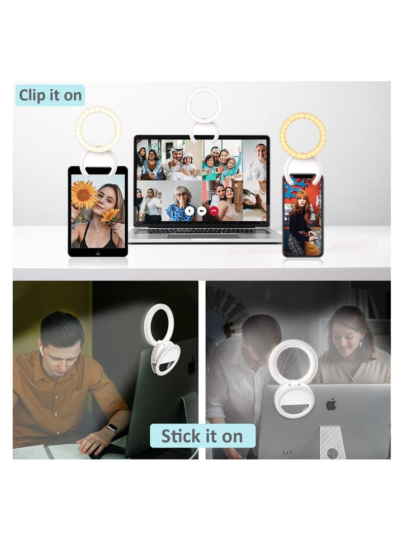 Excefore - Selfie Ring Light, Clip-on Selfie Ring Light for Phone, Rechargeable Portable Travel Clip On Light, for Laptop iPhone iMac Monitor, for  Make Up, Video Recording, Phone Photography, Conference - Image 1