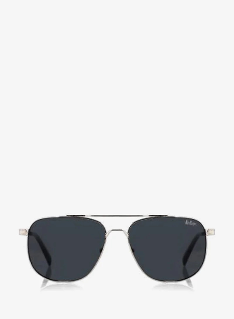 Lee Cooper Polarized Sunglasses Silver Frame Grey Mirror Lens 59mm  - LCM10245C2