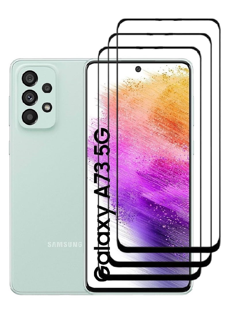 AINA 3 Pieces Tempered Glass Screen Protector 5D Designed For Samsung Galaxy A73 5G Full Glue Edge to Edge Full Screen Coverage And Bubble Free - Image 1