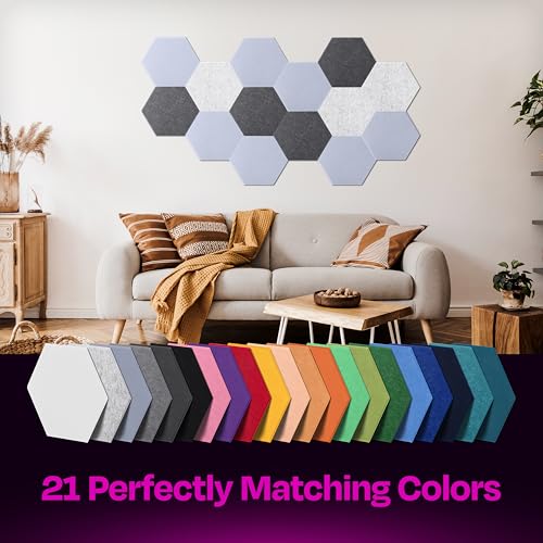 Ekkogo Acoustic Soundproof Wall Panels 12-Pack - 12"X10.4"X0.4" High Density Sound Dampening - [Dusky Gray Hexagon] - Image 5