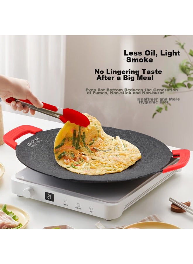 Olofe Barbecue Grill Pan, Flat Bottom Grilling Outdoor Cookware, Non-stick Camping Maifanite Color, Electromagnetic Portable Stove For Home Use, 33cm - Image 4
