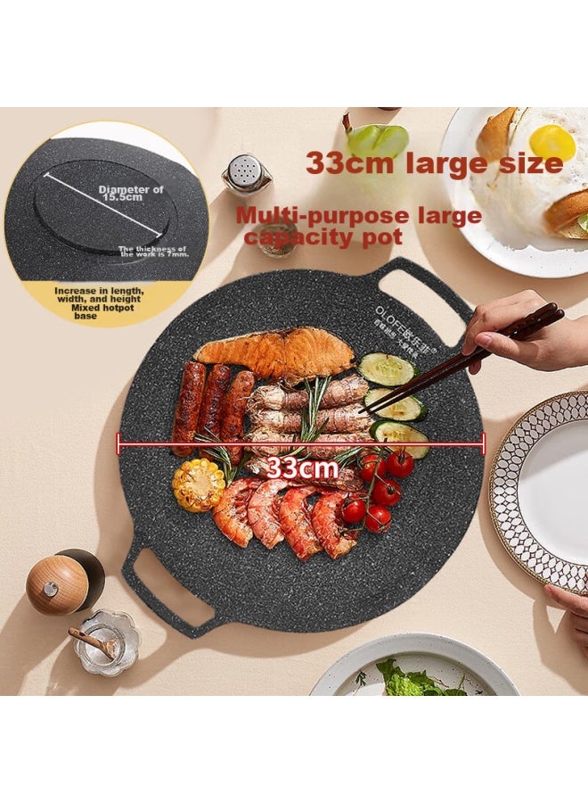 Olofe Barbecue Grill Pan, Flat Bottom Grilling Outdoor Cookware, Non-stick Camping Maifanite Color, Electromagnetic Portable Stove For Home Use, 33cm - Image 1