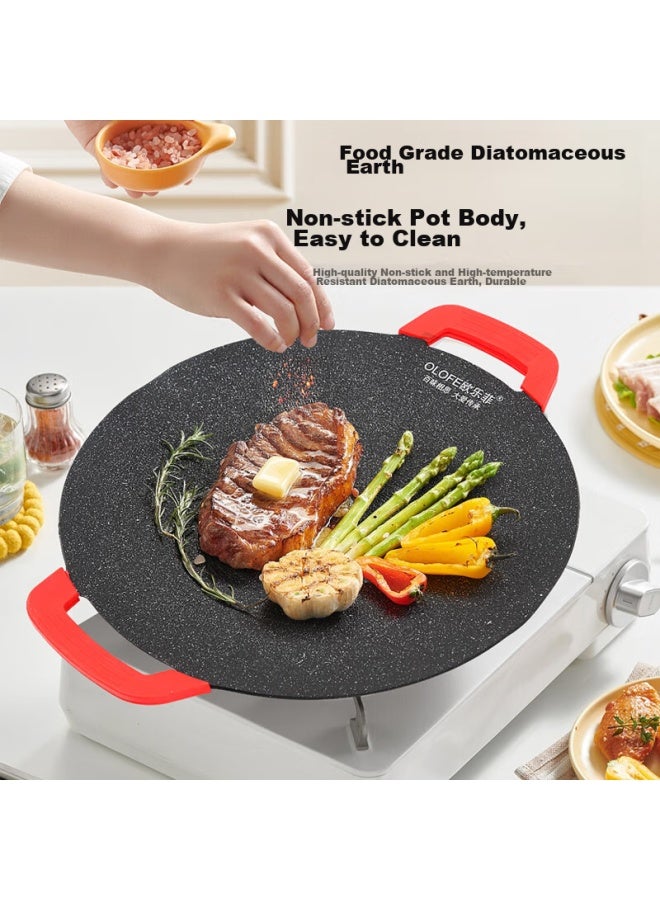 Olofe Barbecue Grill Pan, Flat Bottom Grilling Outdoor Cookware, Non-stick Camping Maifanite Color, Electromagnetic Portable Stove For Home Use, 33cm - Image 5