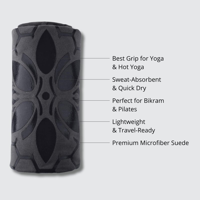 Clever Yoga Hot Yoga Mat Towel â€“ Non-Slip Grip for Hot Yoga, Sweat Absorbent, Honeycomb Silicone Grip, Stays Flat â€“ Ideal for Pilates, Travel, Washable & Lightweight - Gray - Image 2