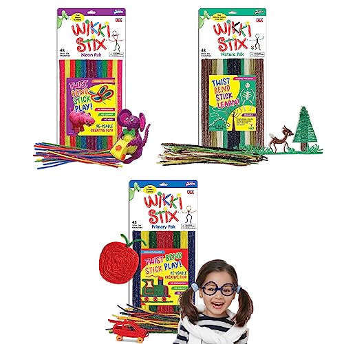WikkiStix Wikki Stix Arts and Crafts for Kids Triple Play Pack, Non-Toxic, Waxed Yarn, Fidget Toy, Reusable Molding and Sculpting Playset, American Made, 3 Color Sets, 144 Count - Image 1