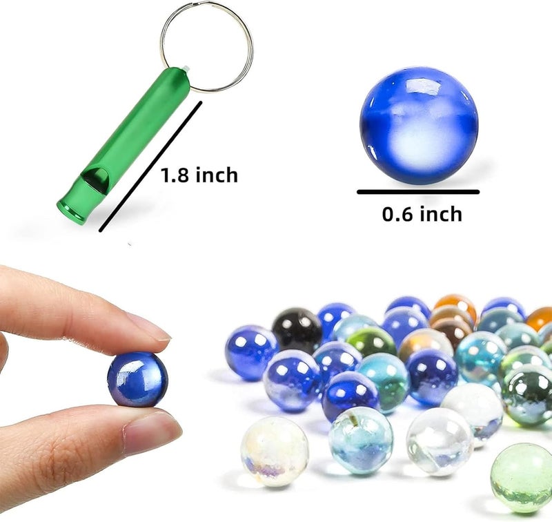 POPLAY 50 PCS Beautiful Player Marbles Bulk for Marble Games, Multiple Colors(1 Whistle) - Image 2