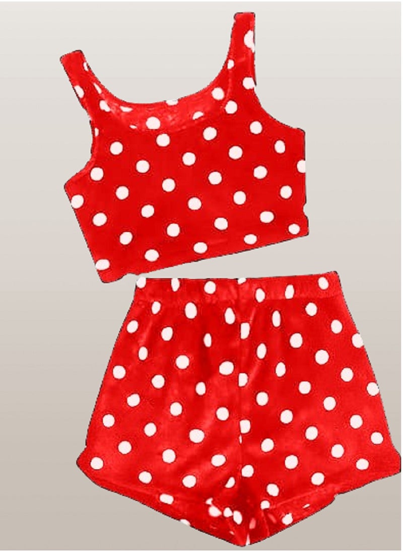 MANIKAN - WARD hot short pajamam with DOT print sleeveless open chest - Image 1