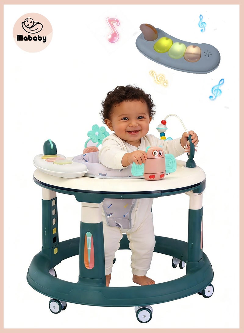 ما بيبي مكافحة انقلاب طفل المشاية ، طفل المشاية مع مقعد الدوران وصينية لعبة ، تعلم المشاية مع الضوء والموسيقى ، يمكن الجلوس والدفع ، - Image 1
