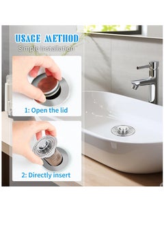 Excefore Bathroom Sink Stopper and Sink Drain Strainer 2 in 1 Catches Hair and Debris Suitable for 1.34~1.46'' Drainage Holes, Sink Drain Stopper Easy to Install Say Goodbye to Clogged Drain, Silver  - Image 3