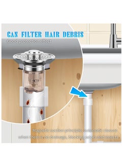 Excefore Bathroom Sink Stopper and Sink Drain Strainer 2 in 1 Catches Hair and Debris Suitable for 1.34~1.46'' Drainage Holes, Sink Drain Stopper Easy to Install Say Goodbye to Clogged Drain, Silver  - Image 4