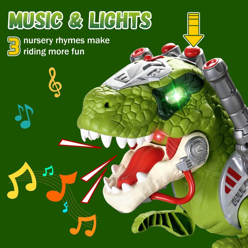 BLF FUN Dinosaur Ride On Toy Cars for Kids, Toddler Electric Ride On Toys with Music, Light & Smoke, Preschool Kids Scooter Foot-to-Floor Walker Indoor Outdoor,Birthday Easter Gifts for Boys Age 3 4 5 - Image 5