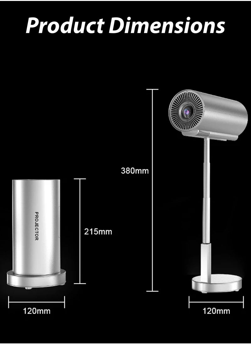 R.VIHAN - HD Smart Projector 390ANSI Lumens Android 11 120 Inches Screen Display Portable Mini Cinema 120 Inches Screen Display Lamp 4K Home Movie Theater Gaming Video Presentations 180 Degree Rotating Screen Auto Keystone Mobile Phone Projection Built-in Hi-Fi Speaker - Image 1