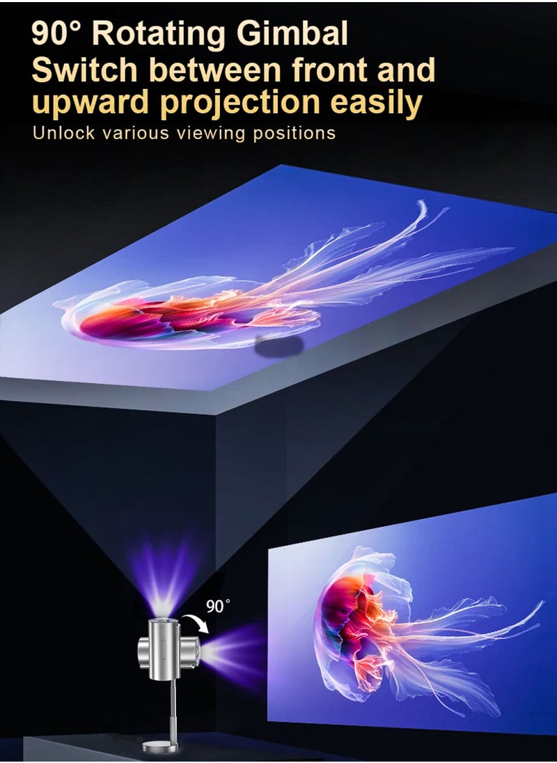 R.VIHAN - HD Smart Projector 390ANSI Lumens Android 11 120 Inches Screen Display Portable Mini Cinema 120 Inches Screen Display Lamp 4K Home Movie Theater Gaming Video Presentations 180 Degree Rotating Screen Auto Keystone Mobile Phone Projection Built-in Hi-Fi Speaker - Image 1