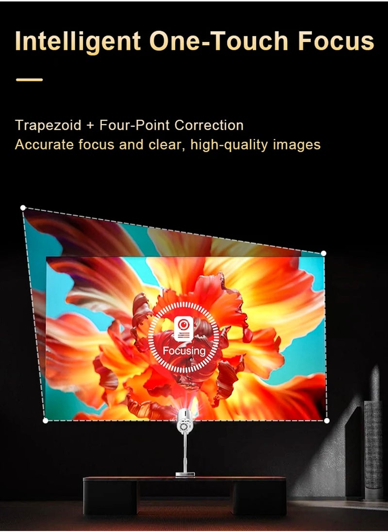 R.VIHAN - HD Smart Projector 390ANSI Lumens Android 11 120 Inches Screen Display Portable Mini Cinema 120 Inches Screen Display Lamp 4K Home Movie Theater Gaming Video Presentations 180 Degree Rotating Screen Auto Keystone Mobile Phone Projection Built-in Hi-Fi Speaker - Image 1