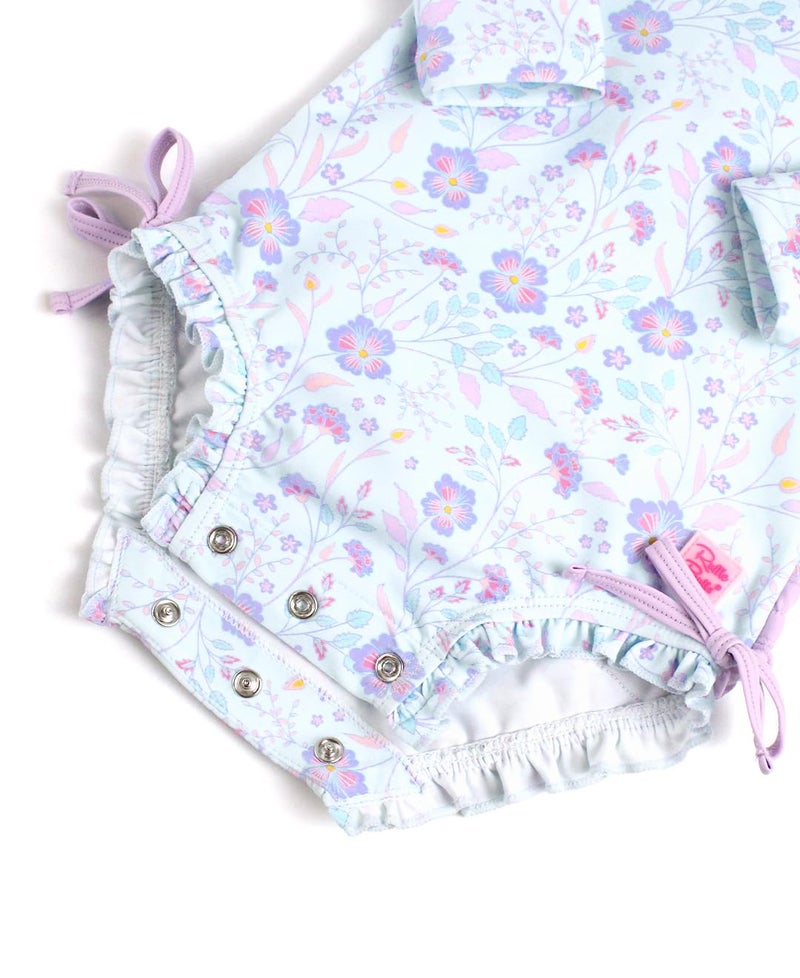 RuffleButts Baby Girls UPF 50+ Sun Protection Floral Printed Long Sleeve One Piece Rash Guard Swimsuit with Zipper - Fairytale Garden, 12-18m - Image 5