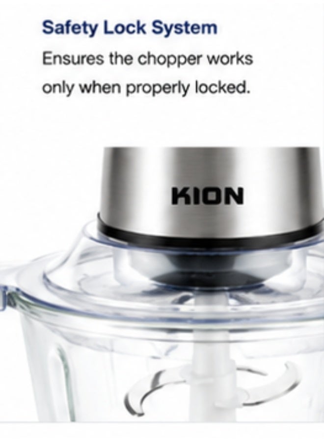 KION Food Chopper 400W 1.5L Glass Jar With 2 Speeds - KHR/5005 1.5 L 400 W KHR/5005 Multicolor - Image 4