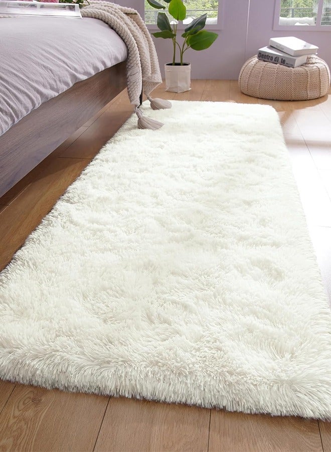 JCB CHIC Fluffy Runner Rugs for Bedroom Living Room Soft Shag Rug 60x180cm , Beige Plush Carpet Non Slip for Nursery Dorm, Fuzzy Bedside Rug for Kids Boys Room Home Decor - Image 1