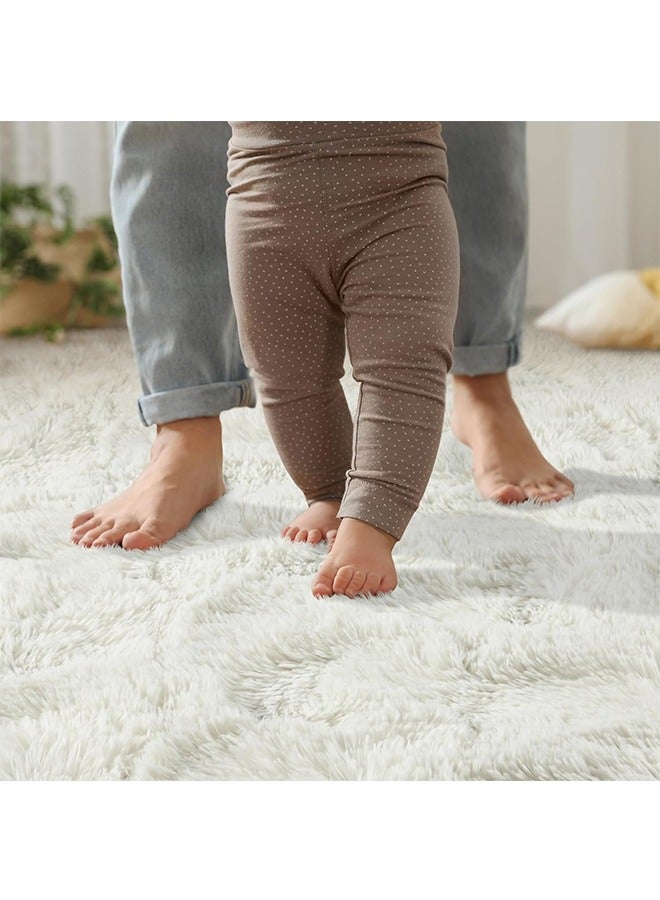 JCB CHIC Fluffy Runner Rugs for Bedroom Living Room Soft Shag Rug 60x180cm , Beige Plush Carpet Non Slip for Nursery Dorm, Fuzzy Bedside Rug for Kids Boys Room Home Decor - Image 2