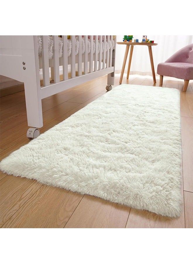 JCB CHIC Fluffy Runner Rugs for Bedroom Living Room Soft Shag Rug 60x180cm , Beige Plush Carpet Non Slip for Nursery Dorm, Fuzzy Bedside Rug for Kids Boys Room Home Decor - Image 5