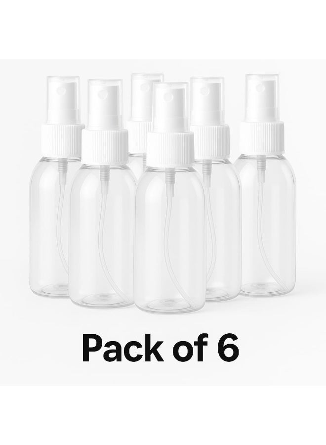 6-Pack Refillable Spray Bottles – 100ml | Leakproof, Clear Plastic | Best for Cleaning, Perfume, Disinfectants & Travel Use - Image 4