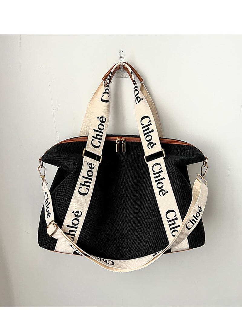 Chloe Chloé Logo Webbing Canvas Handbag, Large - Capacity Short - Trip Travel Bag 