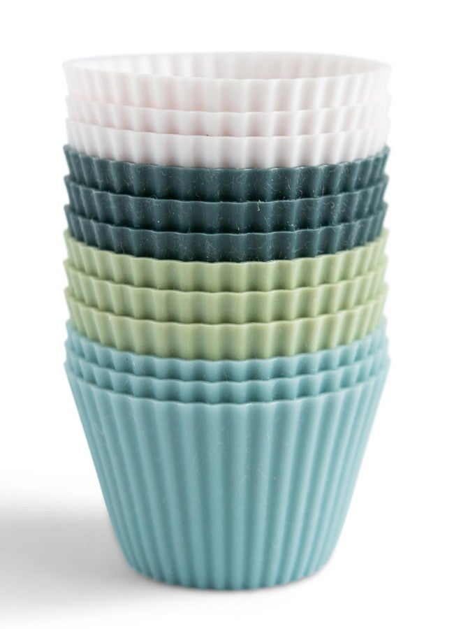 The Silicone Kitchen أكواب خبز سيليكون قابلة لإعادة الاستخدام من ذا سيليكون كيتشن - غير سامة، خالية من مادة BPA، آمنة للغسل في غسالة الأطباق ((أبيض، كحلي، أخضر زيتوني، أزرق ترابي)، قياسي) - Image 1