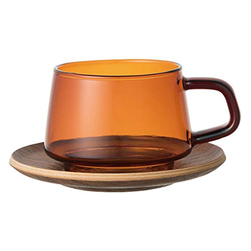 KINTO 21742 SEPIA Cup & Saucer, 9.1 fl oz (270 ml), Amber, Heat-Resistant Glass, Gift, Present - Image 1