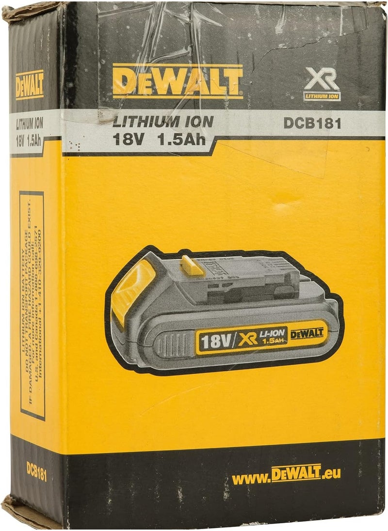 DEWALT - DeWalt DCB181 18V XR Lithium-Ion 1.5Ah Battery, Yellow/Black - Image 1