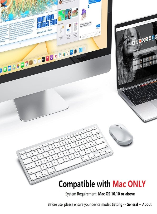 أوموتون لوحة مفاتيح بلوتوث من OMOTON متوافقة مع أجهزة Mac فقط، لوحة مفاتيح لاسلكية صغيرة الحجم متوافقة مع MacBook Pro/Air وiMac وMac mini/Pro، فضية اللون - Image 4