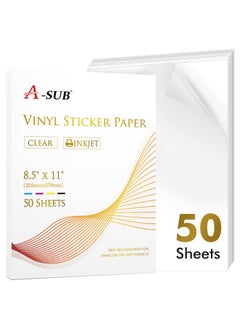 Clear Sticker Paper For Inkjet Printers Waterproof Transparent Printable Vinyl Sticker Paper 50 Sheets 8.5X11 Inch Glossy Clear Label Paper For Custom Stickers Decals