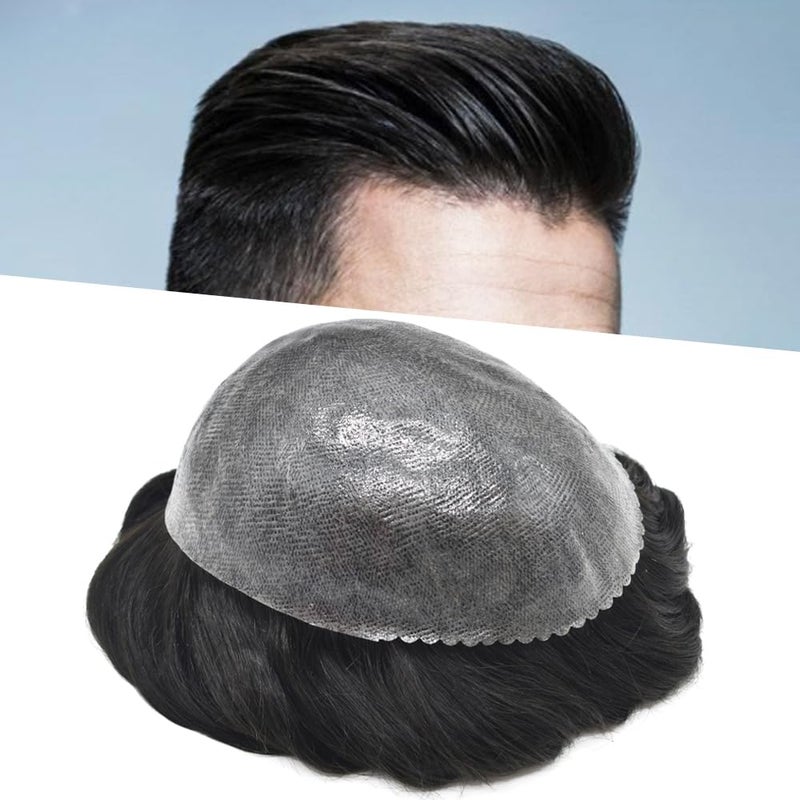 Toupee For Men Human Hair Toupee Men Hairpiece Poly Thin Skin Mens Hair System Hair Pieces Replacement System For Men Protesis Capilar Para Hombre 1 Jet Black 8X10