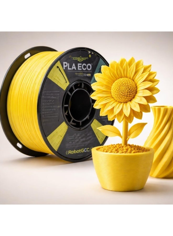 وبوت جي سي سي خيط PLA ECO أصفر 1.75 مم 1 كجم لطابعة ثلاثية الأبعاد، مادة PLA صديقة للبيئة، خيط سهل الطباعة، بثق سلس، انكماش منخفض، قطر مستقر ±0.05 مم، PLA أصفر غير لامع، خيط طباعة FDM عالي السرعة، رائحة منخفضة، مادة طباعة دقيقة، لون أصفر مشرق - Image 2