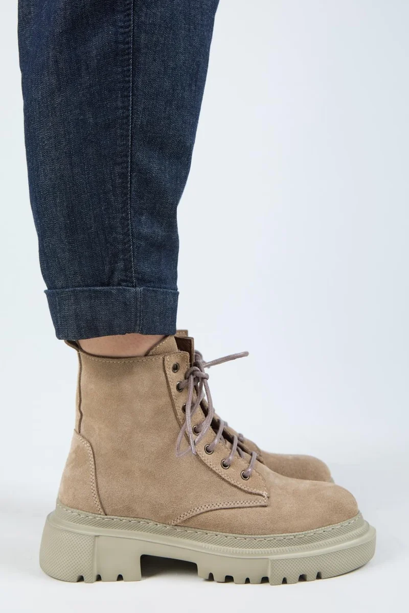 Manijero Manijero (Dilzar) Women's Genuine Leather Lace-up, Inner Zipper Mink Boots