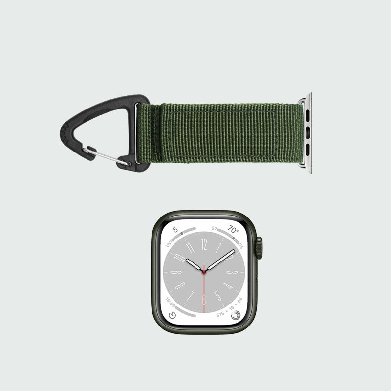 YwonShne Nylon Strap Compatible with Apple Watch Fob Clip Holder Carabiner,Military Tactical Band Breathable Molle Webbing Canvas Keychain with Metal Buckle for iWatch Series Ultra 8 7 6 5 4 3 2 1 SE - Image 4