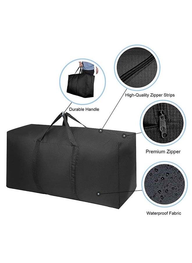 Generic Black 2 Pcs Extra Large Moving Bags with Strong Zippers & Carrying Handles, Storage Bags Storage Totes for Clothes, Moving Supplies, Space Saving, Oversized Storage Bag Organizer for Moving, Traveling  - Image 2