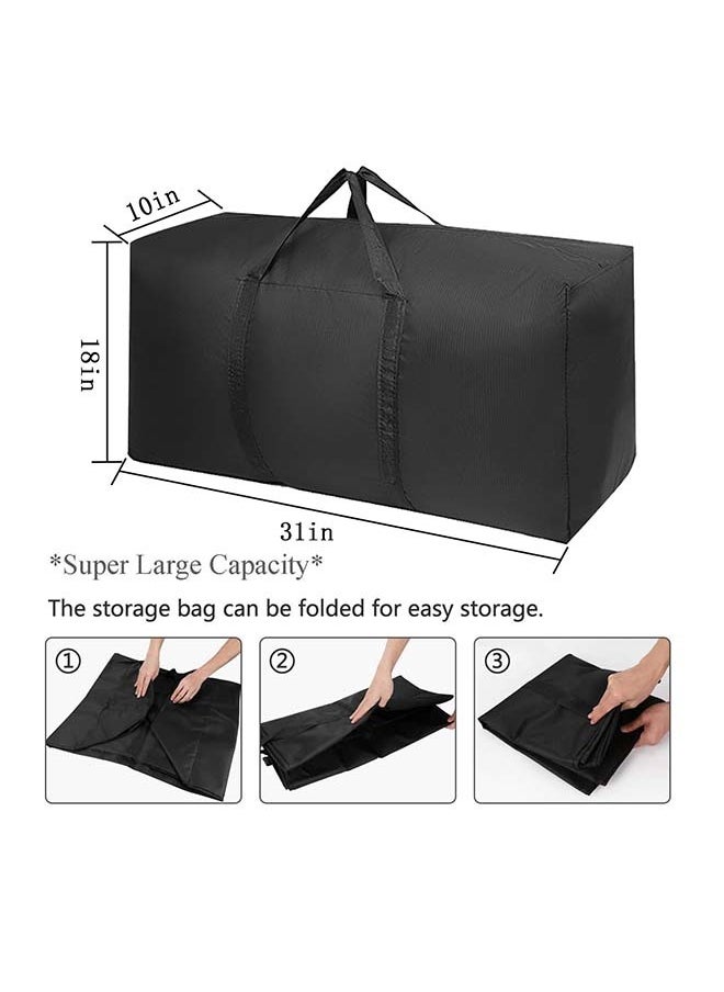 Generic Black 2 Pcs Extra Large Moving Bags with Strong Zippers & Carrying Handles, Storage Bags Storage Totes for Clothes, Moving Supplies, Space Saving, Oversized Storage Bag Organizer for Moving, Traveling  - Image 3