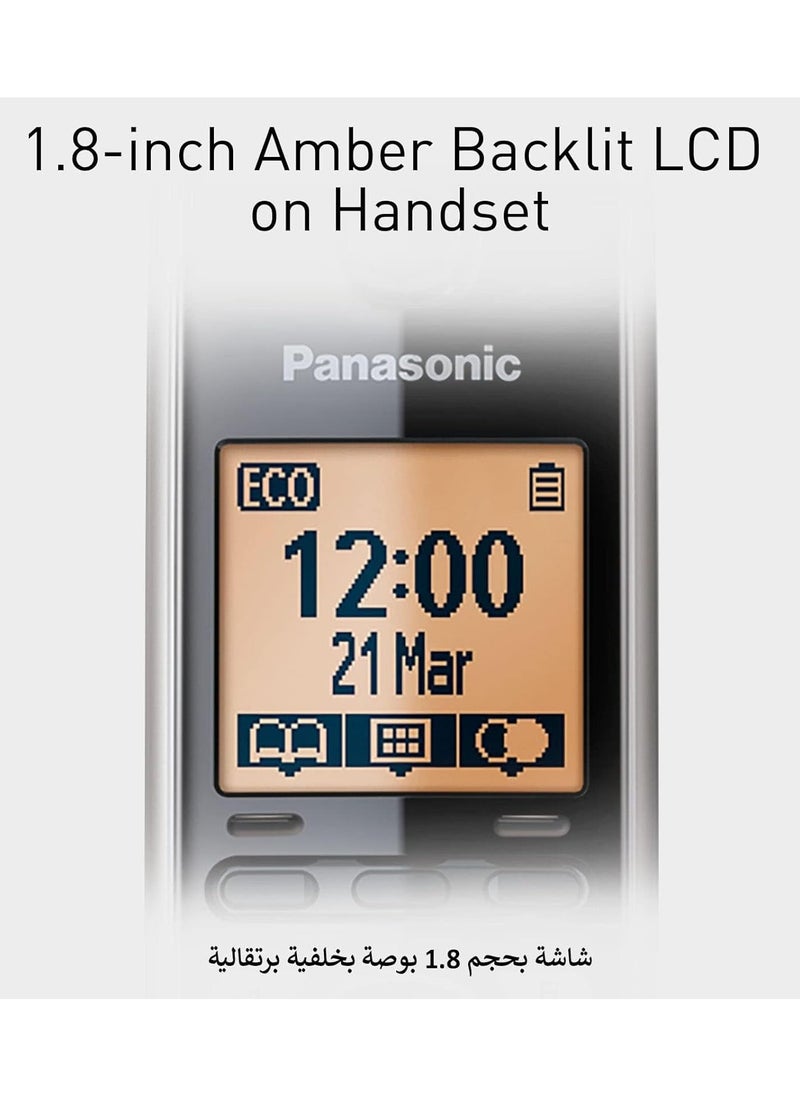 Panasonic Panasonic Digital Cordless Phone With Stand Black/Yellow  - Image 2