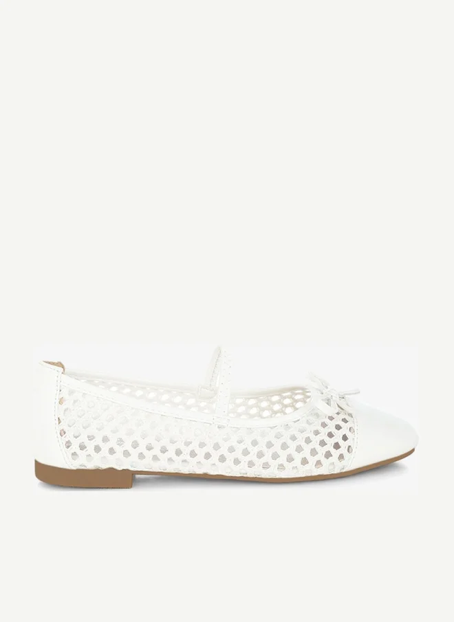 Woven Bow Detail Ballerinas in White