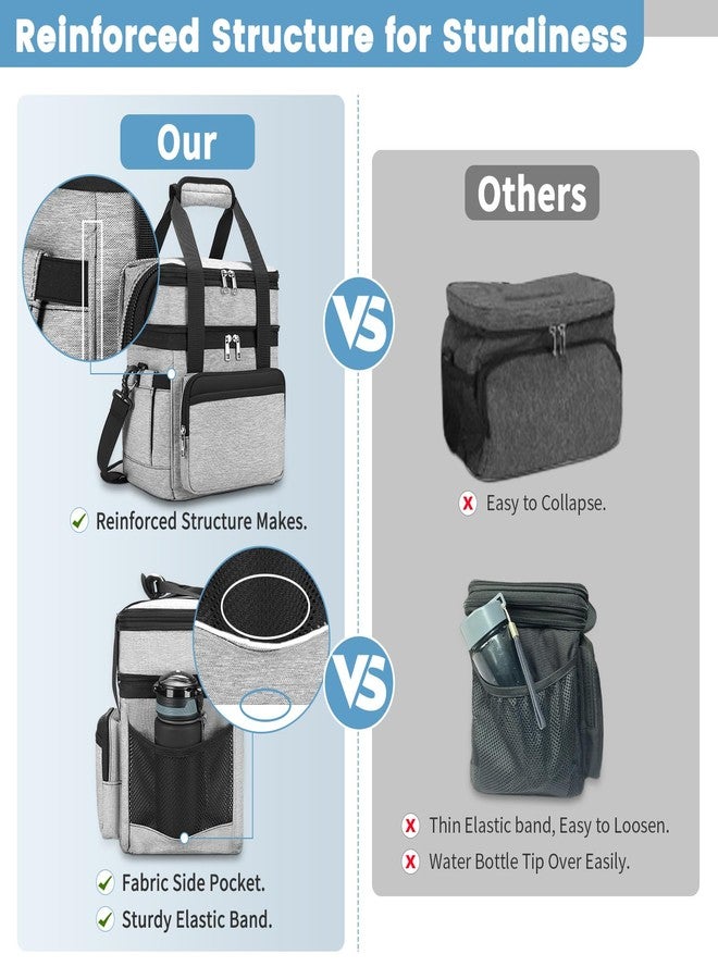 holuxer Insulated Lunch Bag & Lunch Box for Men - Double Deck Reusable Lunch Bag for Women Tote Cooler Bag Leakproof Soft Expandable - Large Lunchbox for Work/Adult/Picnic/Outdoor (Gray，15L) - Image 4